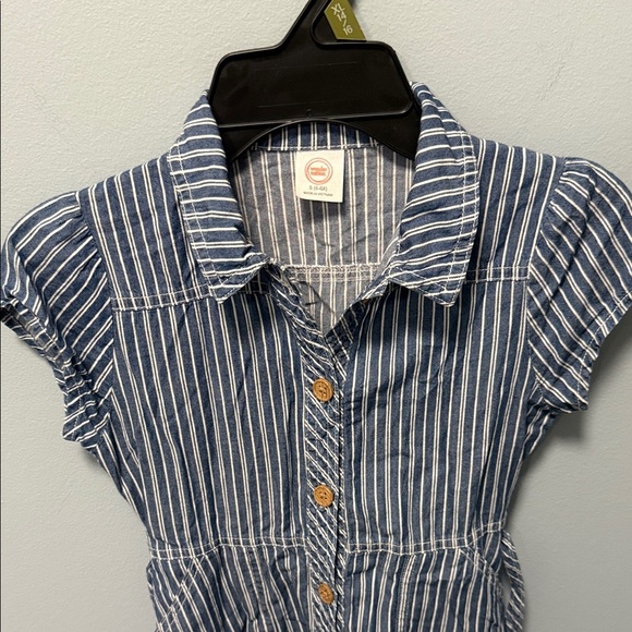 Wonder Nation Blue Striped Casual Kids Dress - Picture 4 of 7